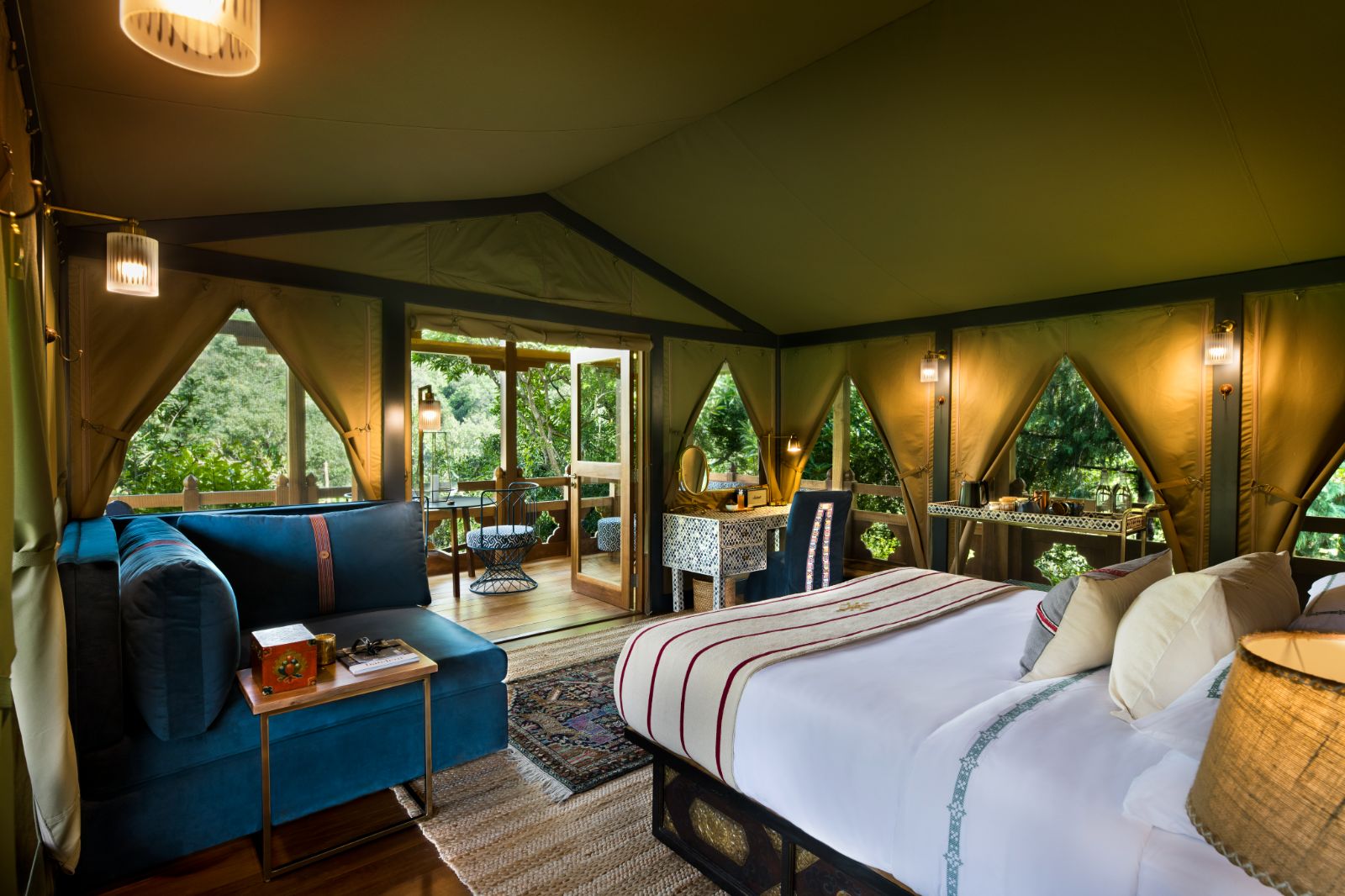 Tented suite interior at &Beyond Punakha River Lodge in Bhutan