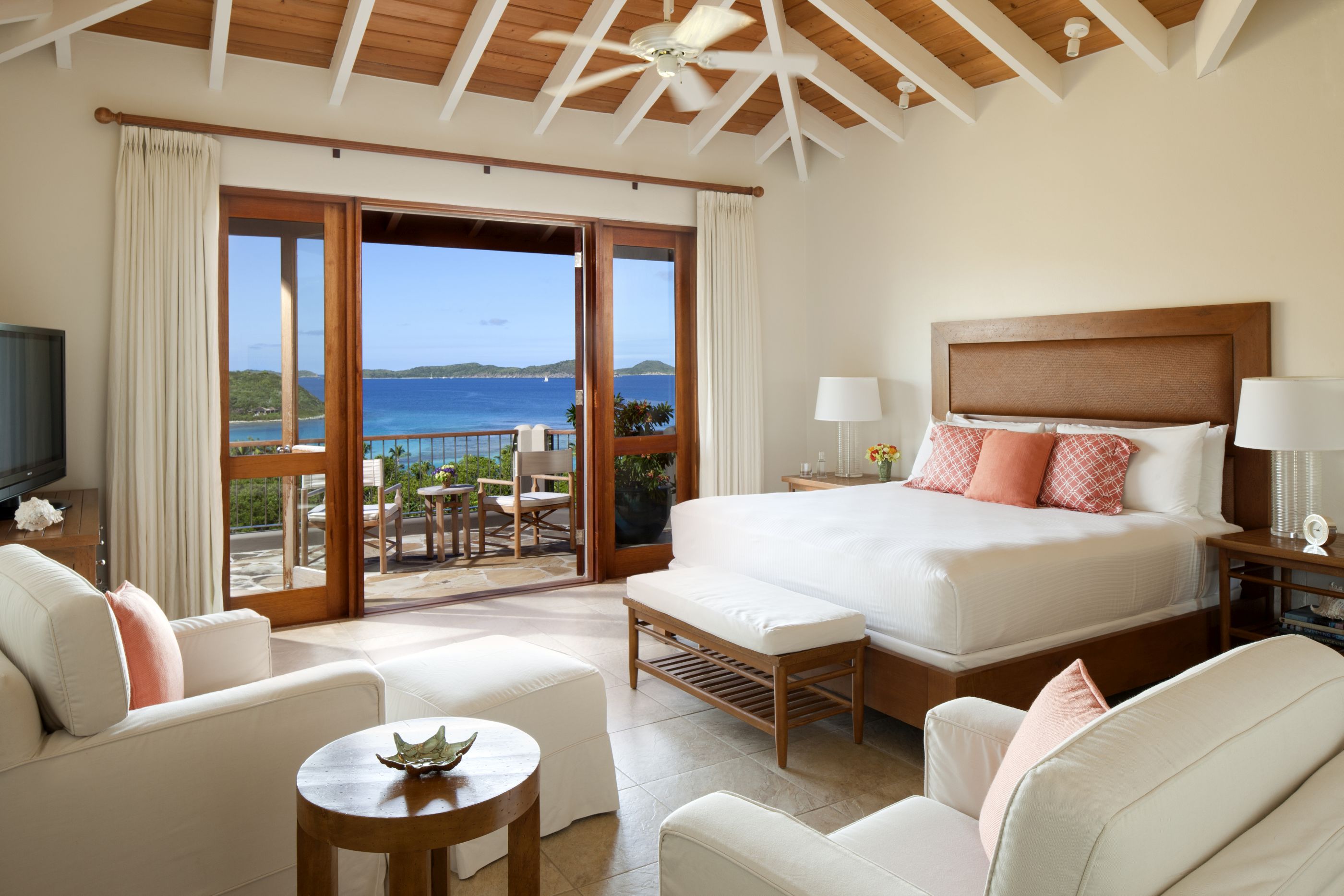 Master bedroom at Rosewood Little Dix Bay, British Virgin Islands