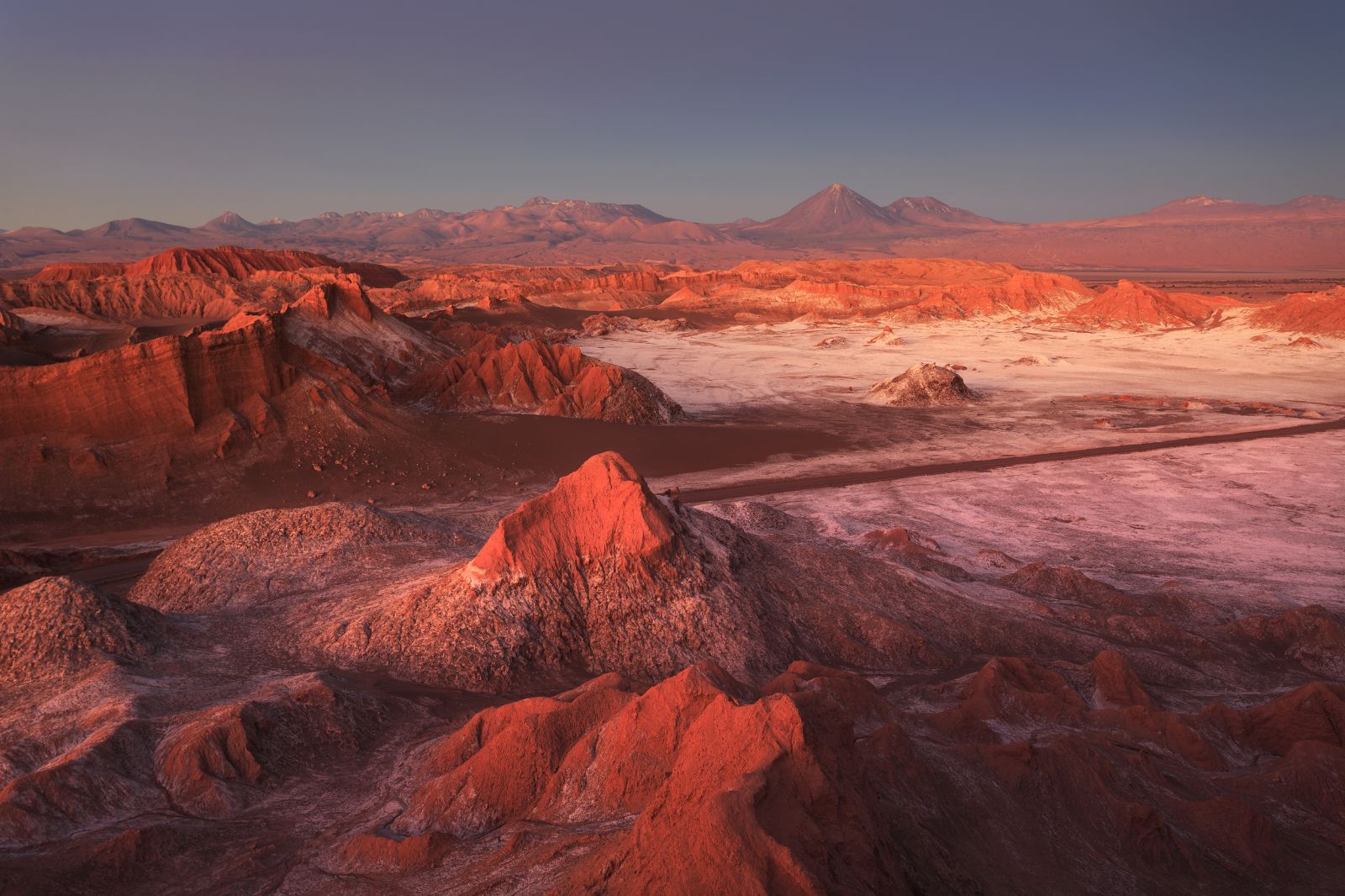Aerial view of sharp peaks in the Atacama Desert in Chile