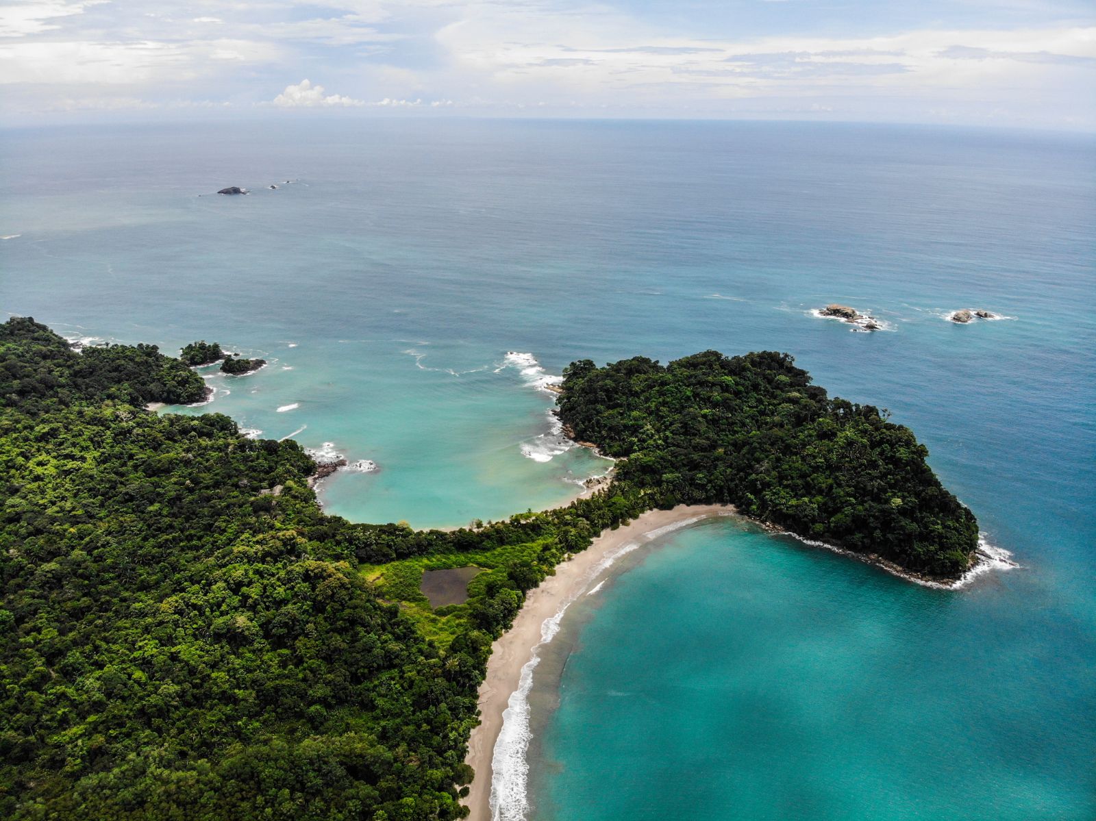 Aerial view of the Pacific coast in Costa Rica