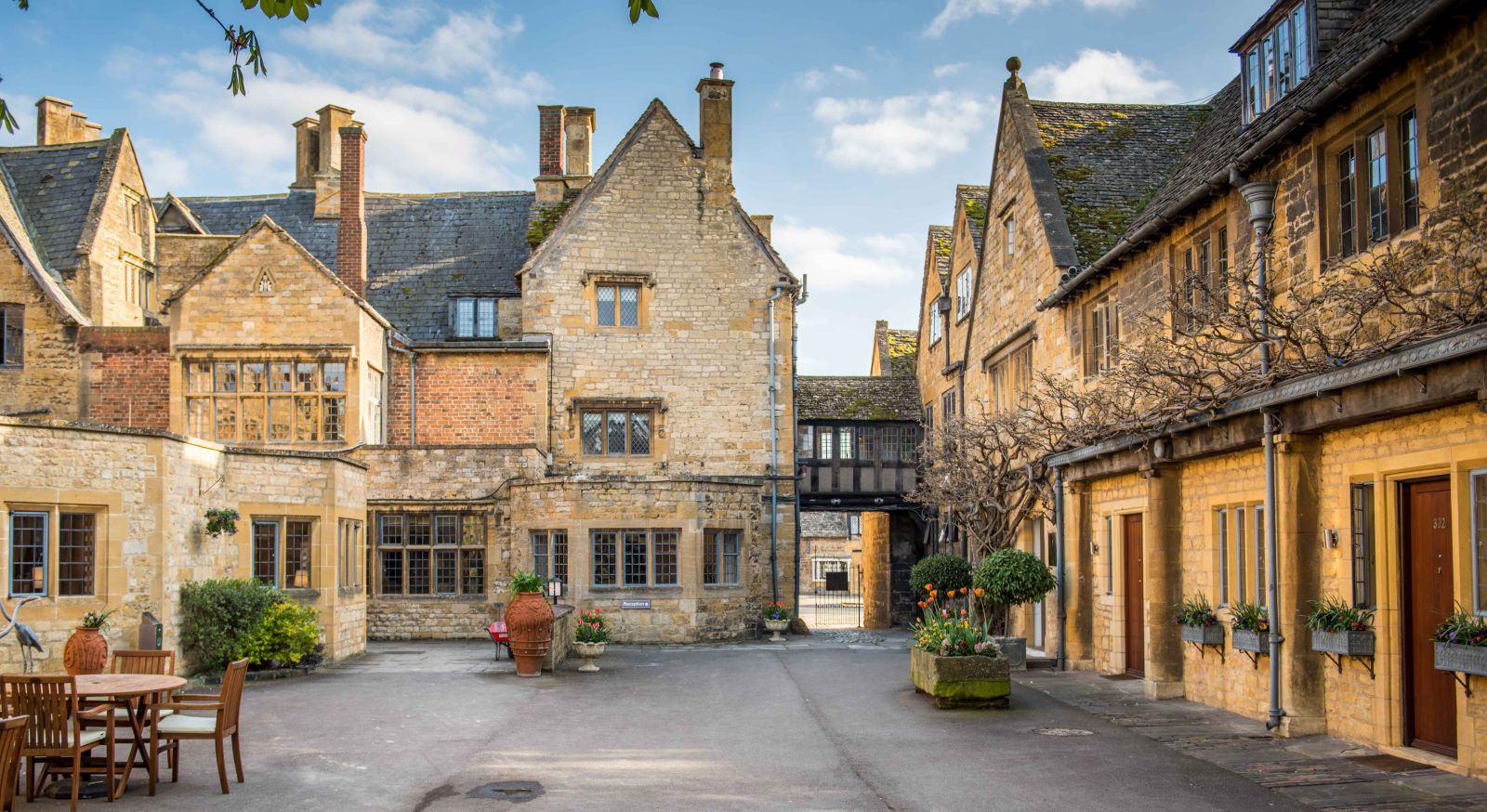 Courtyard of The Lygon Arms in the Cotswolds, England