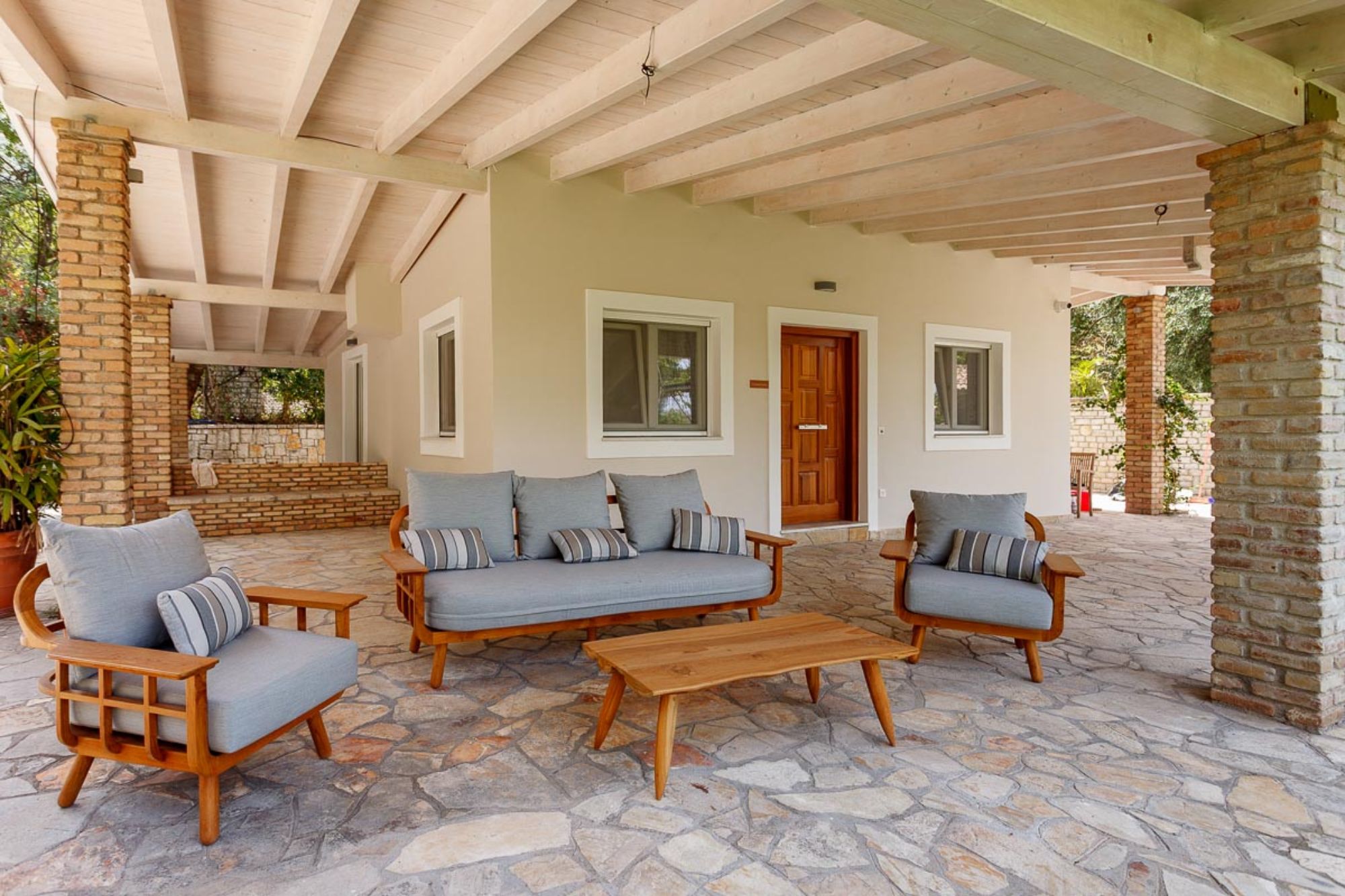 Outdoor seating area at Villa Paralia
