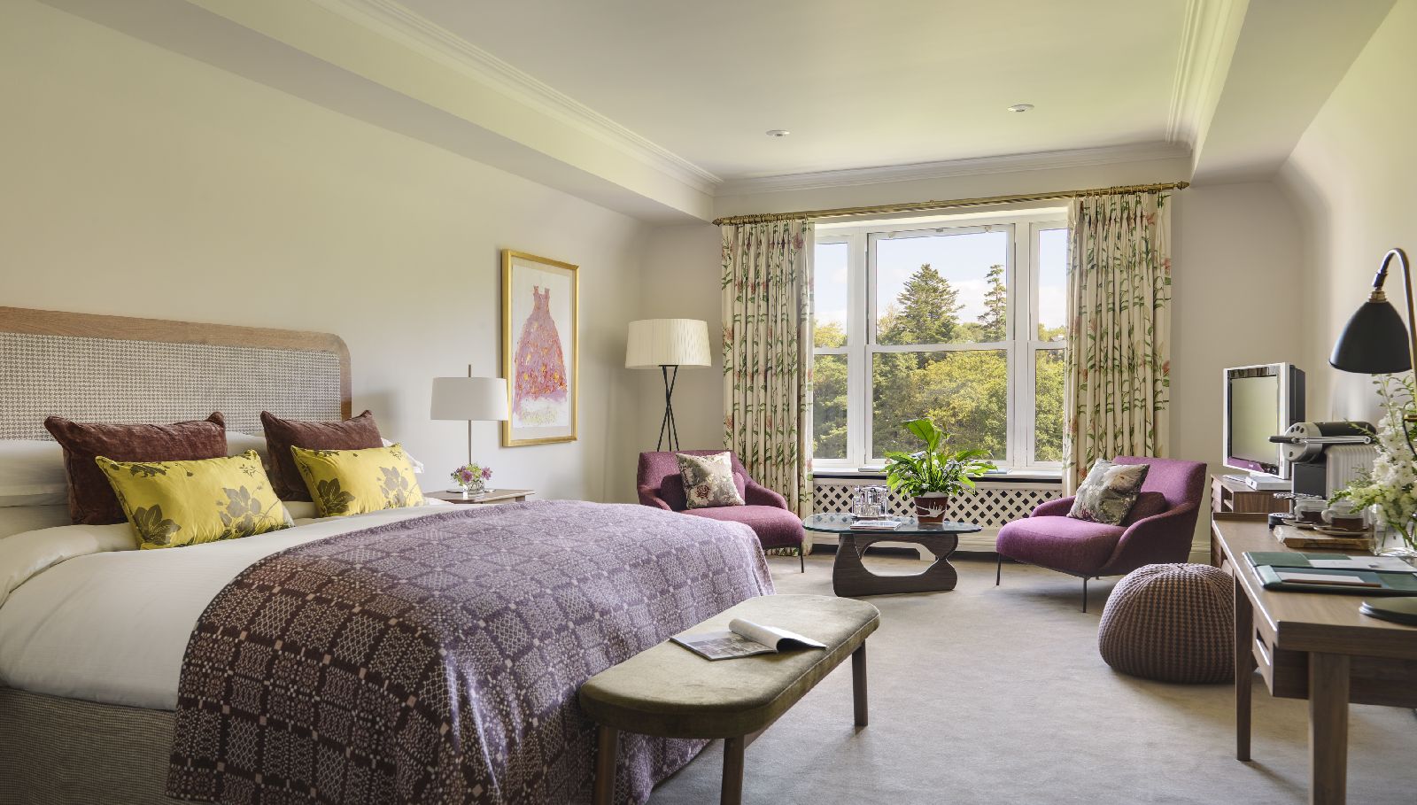 A superior deluxe room at Sheen Falls Lodge in Kerry Ireland