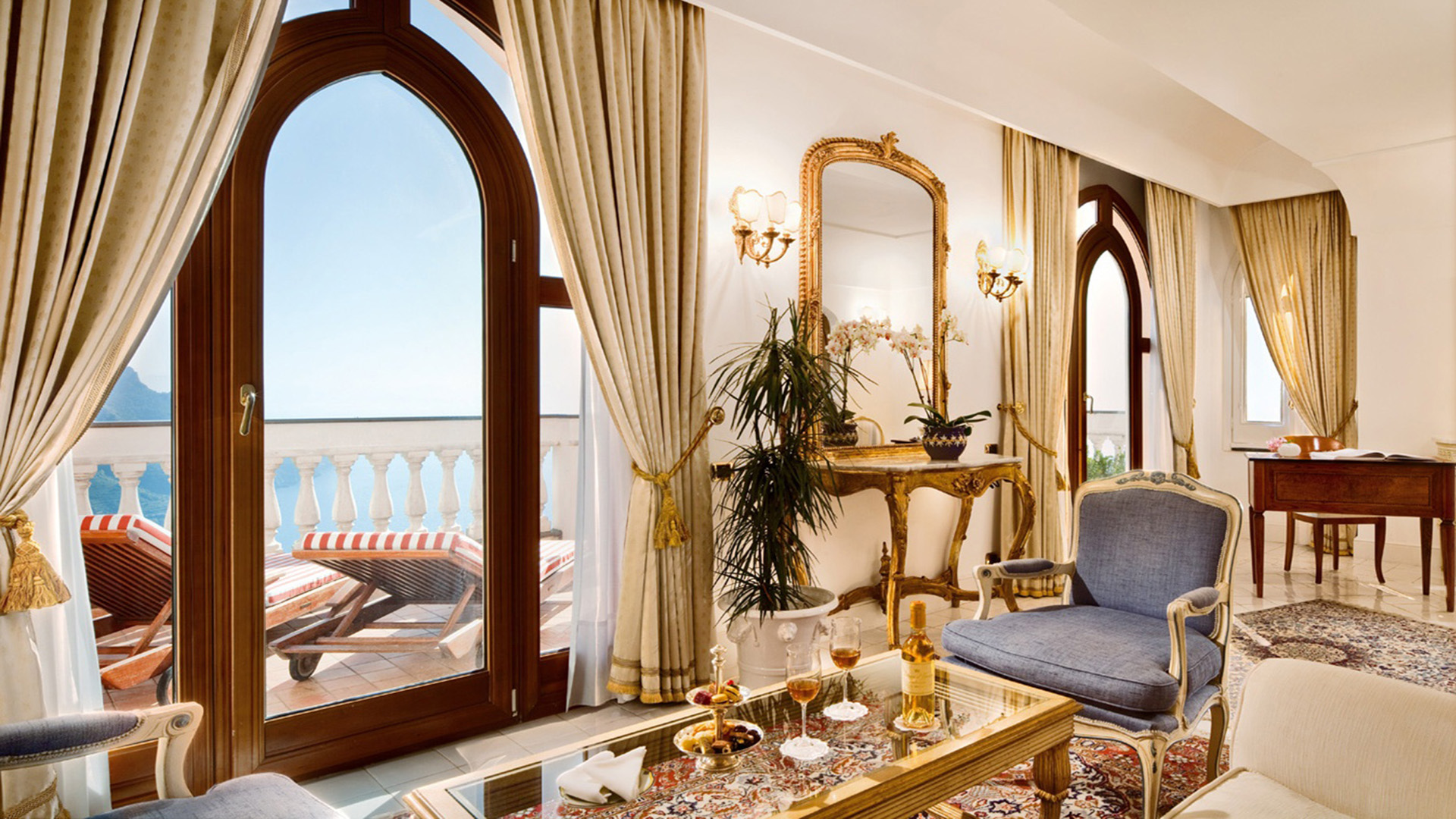 Double bedroom with sea view from Palazzo Avino, Italy