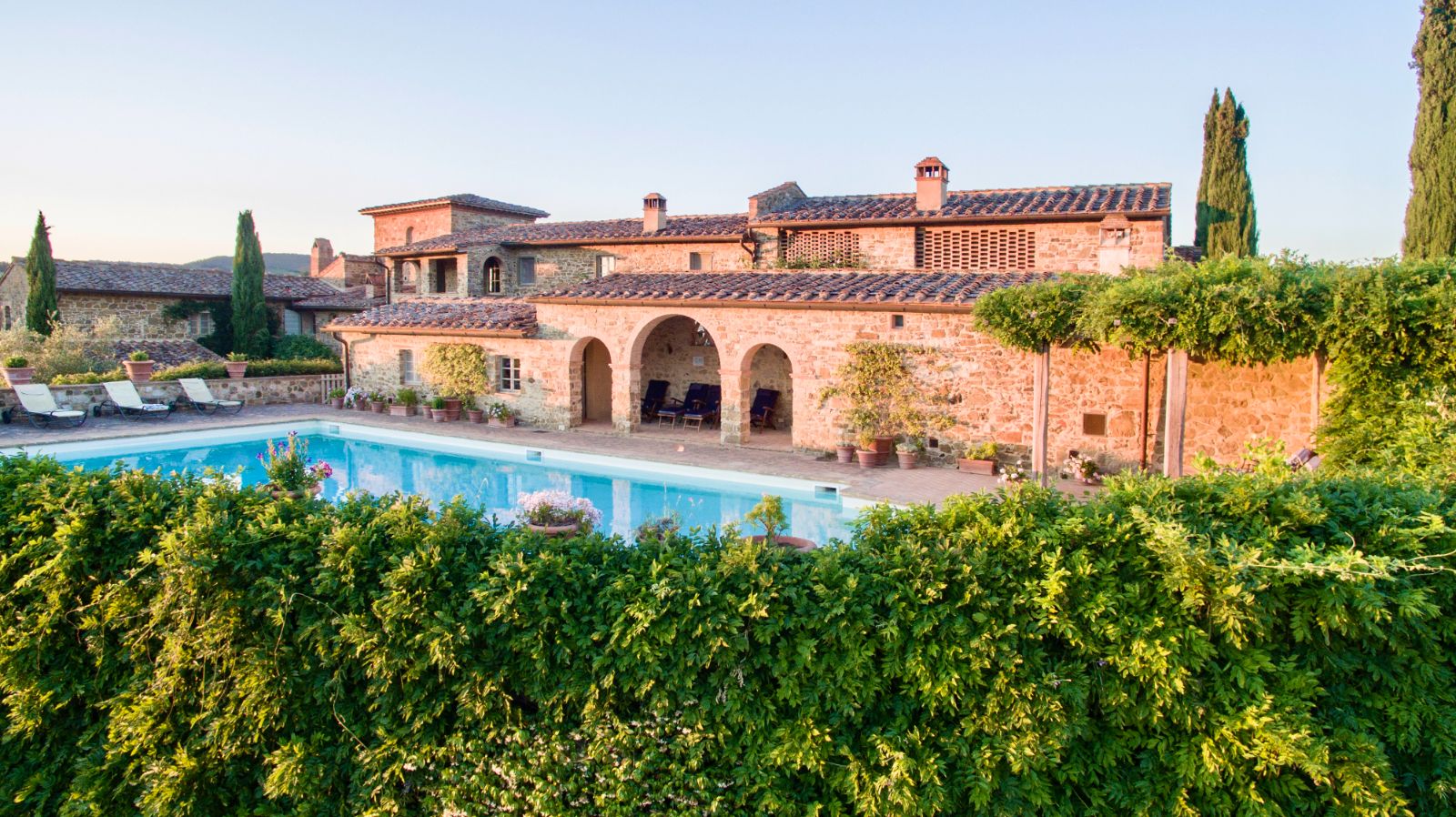 Pool View at Podere Cipressi in Tuscany