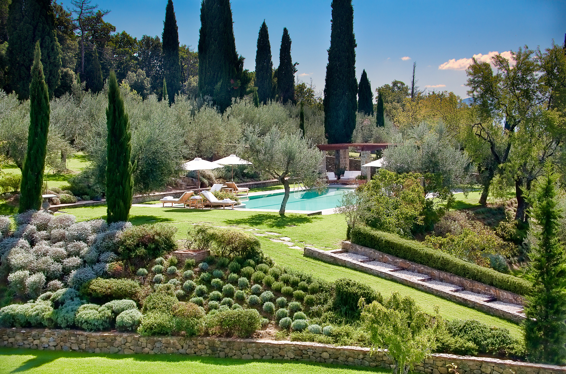 Pool and garden of Convento dei Cappuccini, Umbria