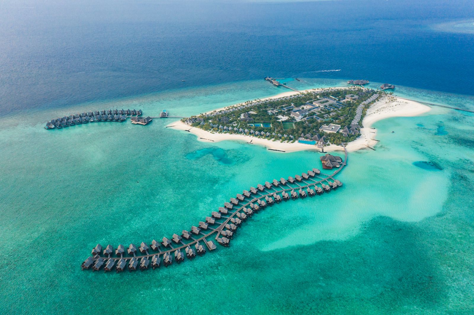 Aerial view of Heritance Aarah resort in the Maldives