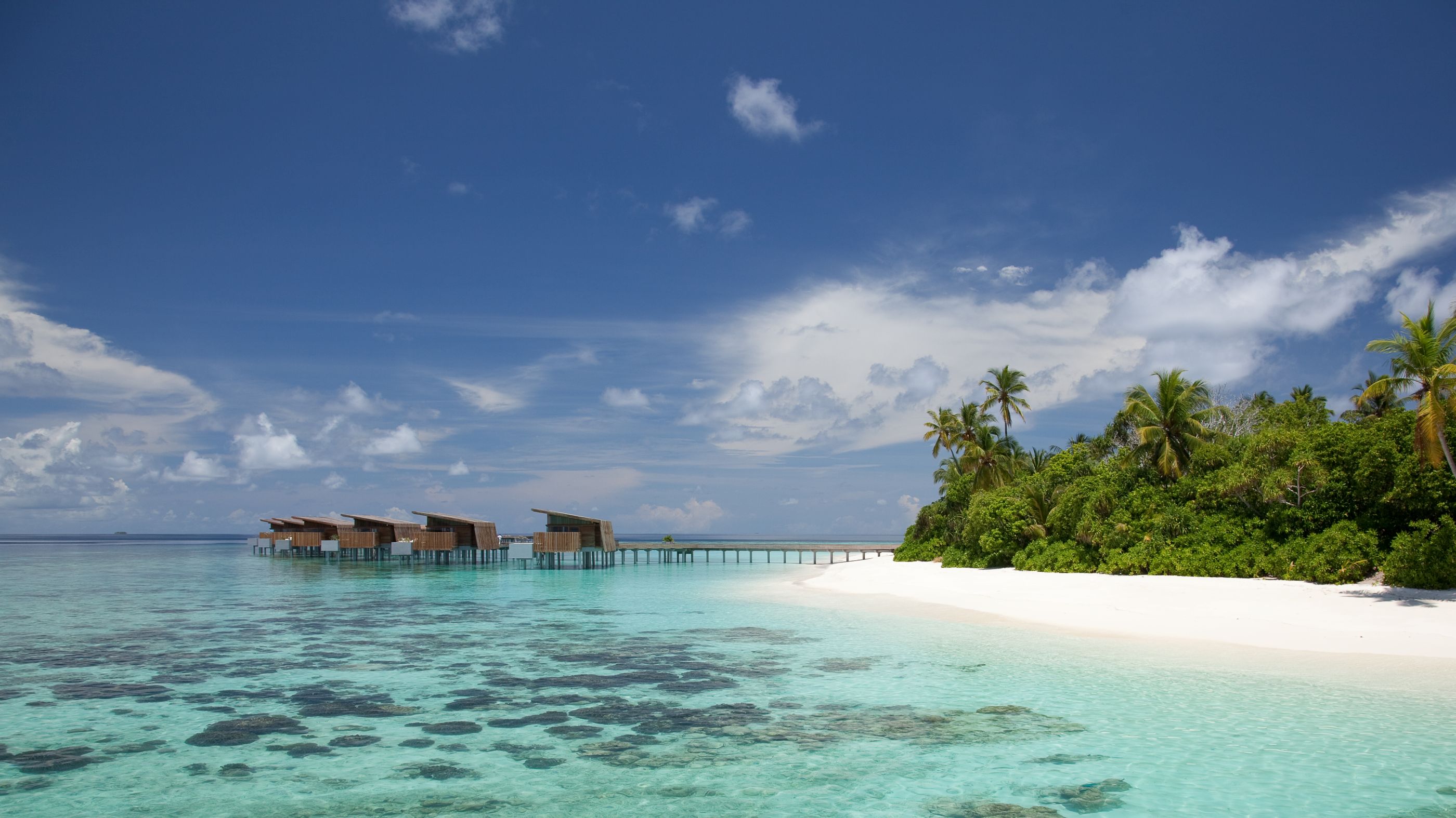 Water villas and beach of Park Hyatt Maldives