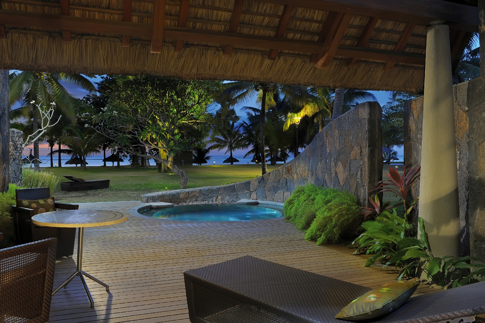 The swimming pool of a beachfront suite at Royal Palm, Mauritius