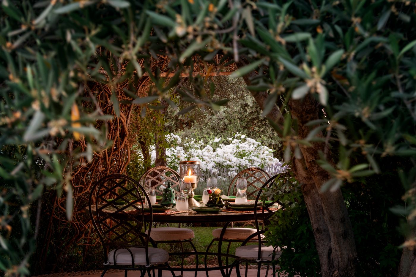 A cosy outdoor space for dining at Dar Arbala.