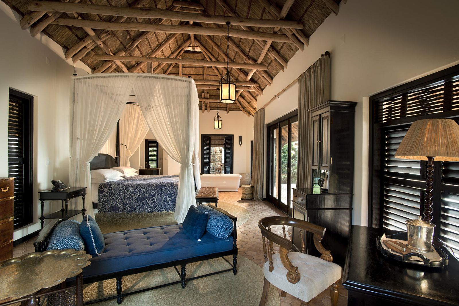 Guest suite lounge area at &Beyond Benguerra Island in Mozambique