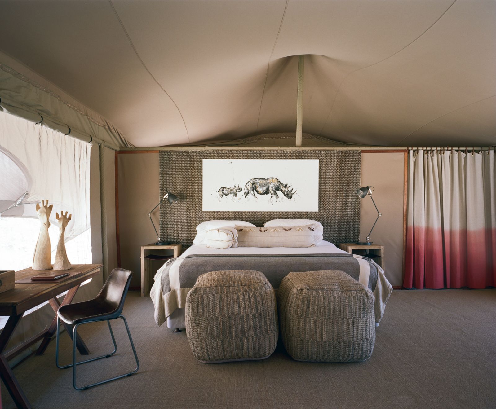 Main bedroom in the family tent at Hoanib Valley Camp in Namibia 