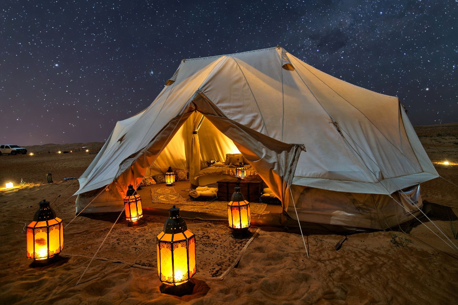 Luxury Bedouin tent at the Canvas Club camp in Oman