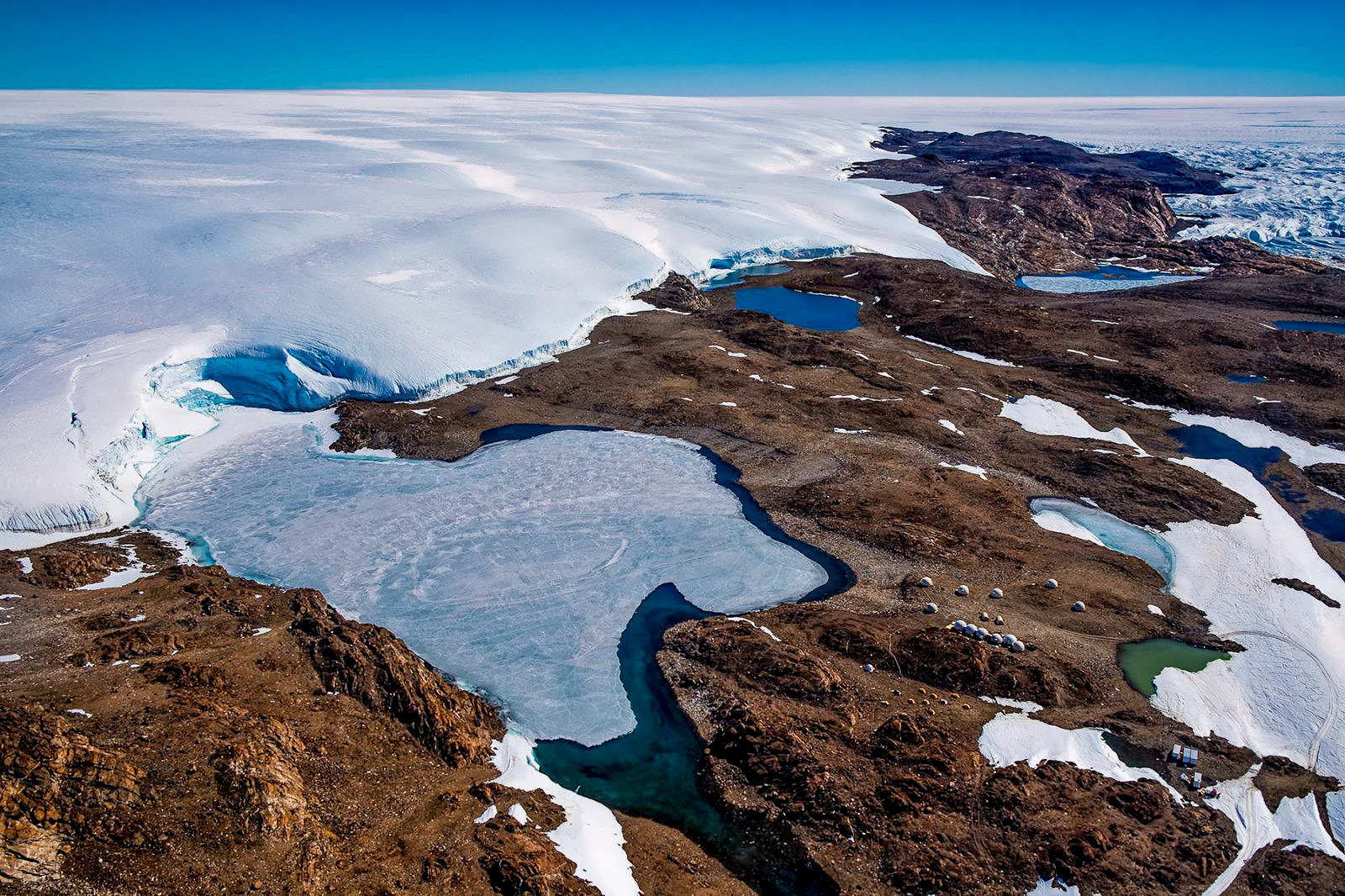 Aerial view of WHichaway camp by White Desert in Antarctica