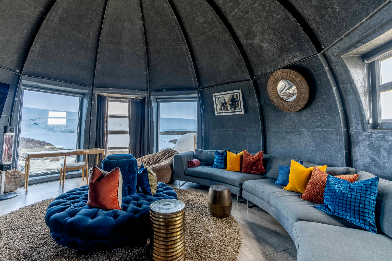 Guest lounge at Whichaway by White Desert in Antarctica