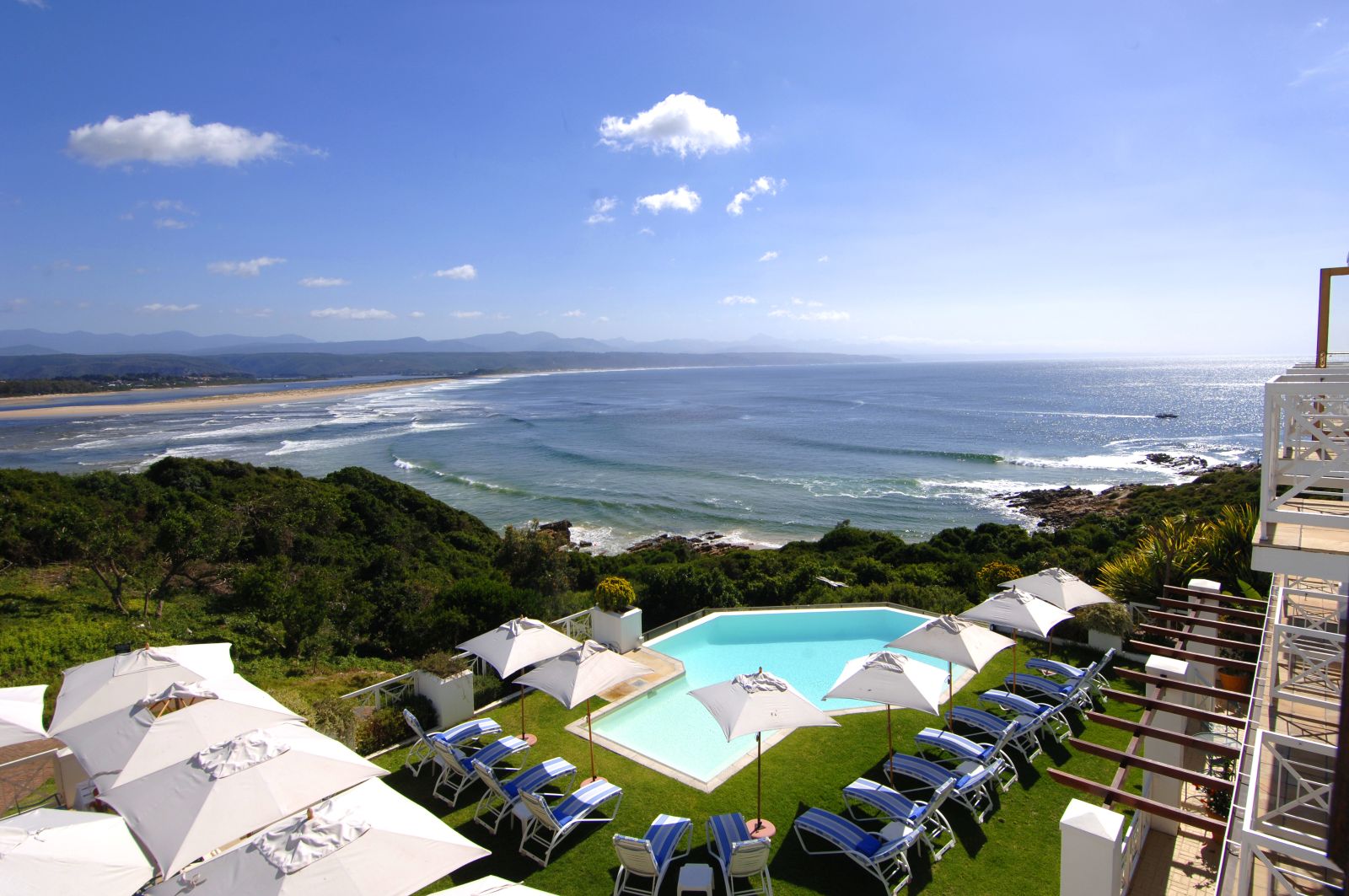 View of the sea and pool at The Plettenberg in South Africa