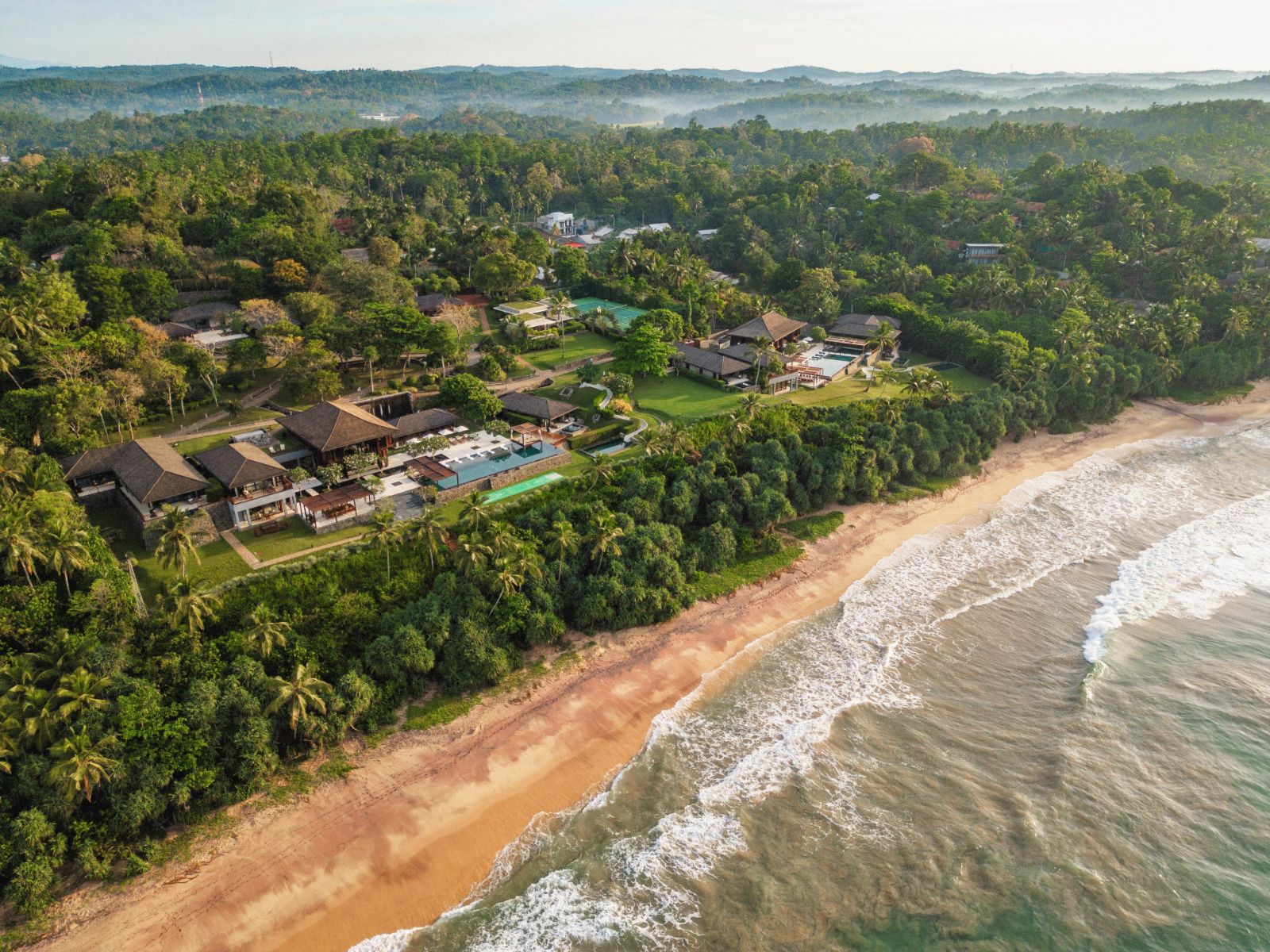 Aerial view of the beachfront at ANI Sri Lanka villa on Sri Lanka's south coast
