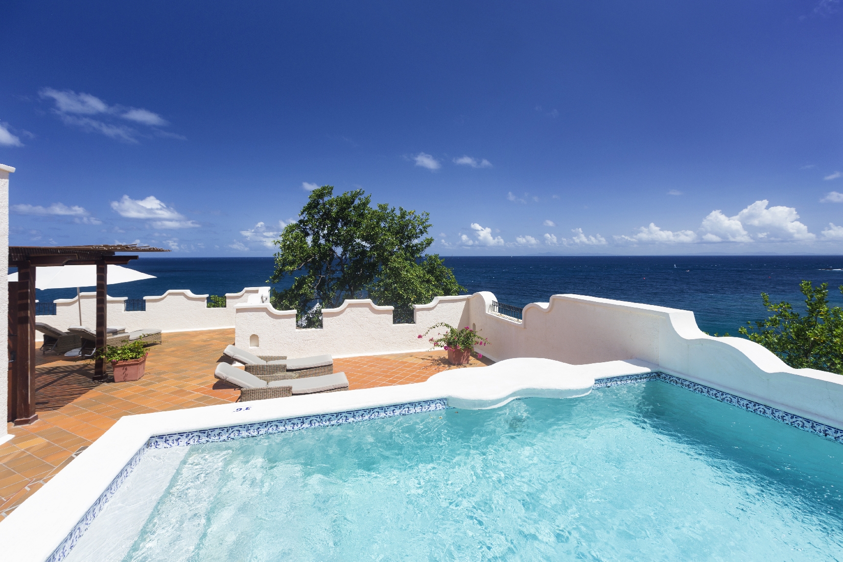 The swimming pool of an ocean view villa at Cap Maison, St. Lucia