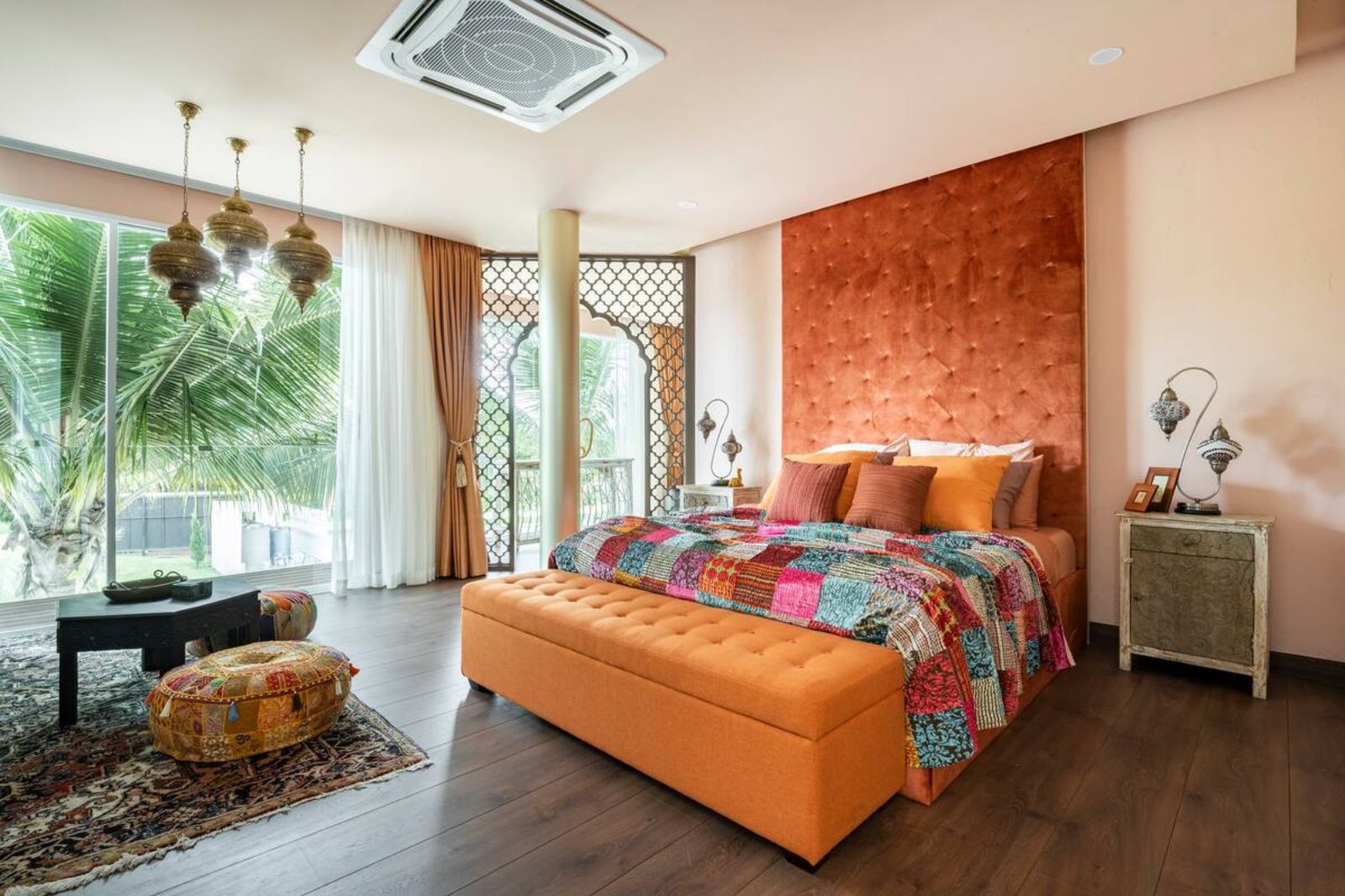 Moroccan guest suite bed at Palm Villa in Thailand's Chiang Mai region