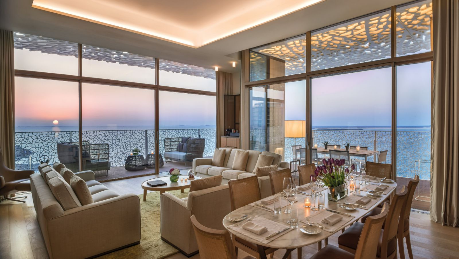 Suite living area at Bulgari Resort Dubai on Jumeirah Bay island