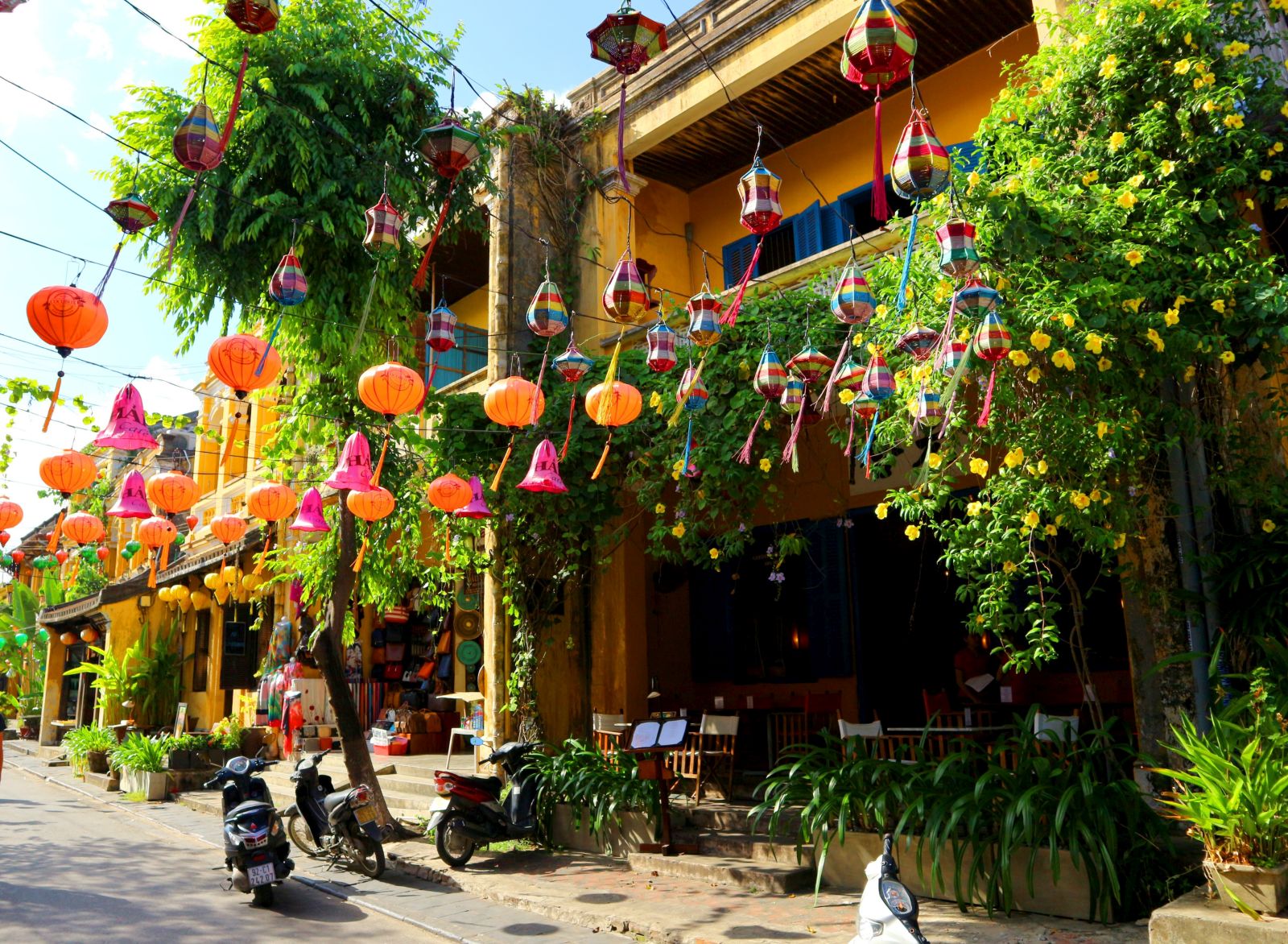 Street scene with lanterns in Hoi An Vietnam